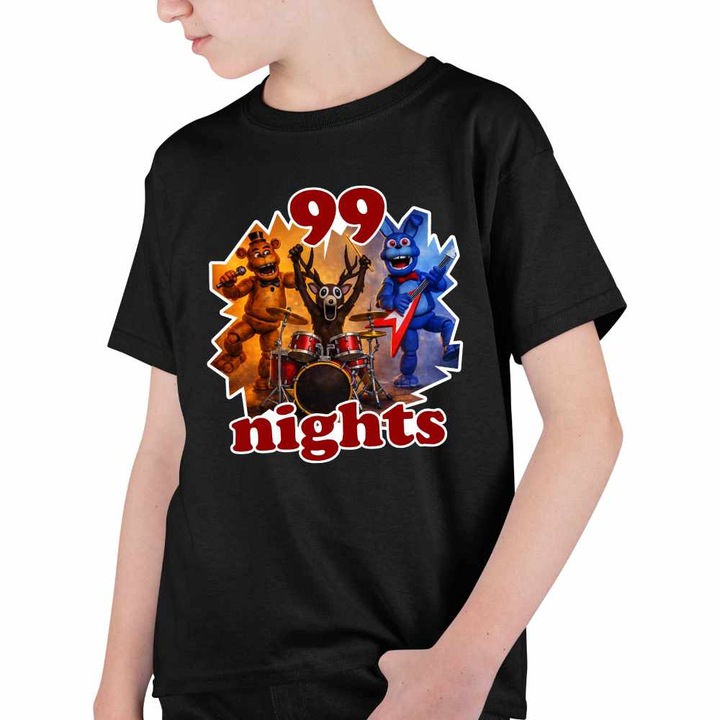 Tricou Copii Baieti 99 Nights Fnaf Freddy Roblox, Fekete