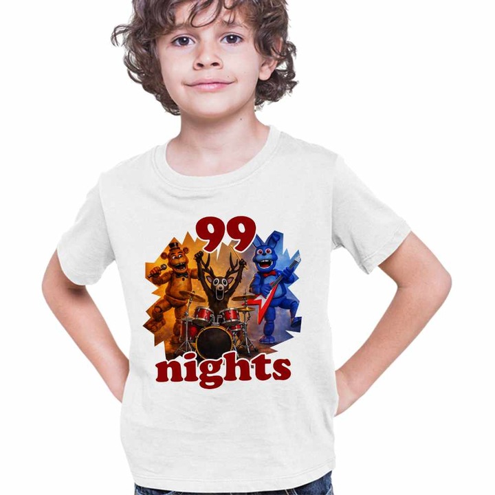 Tricou Copii Baieti 99 Nights Fnaf Freddy Roblox, Fehér