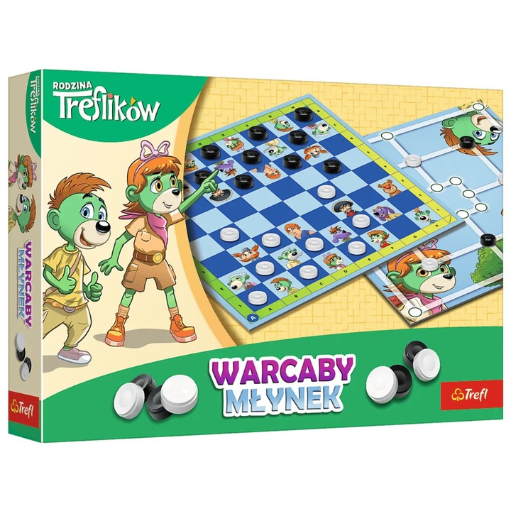 Настолни игри, Trefl, Дама и Мелница, 2 в 1, многоцветни, 02658