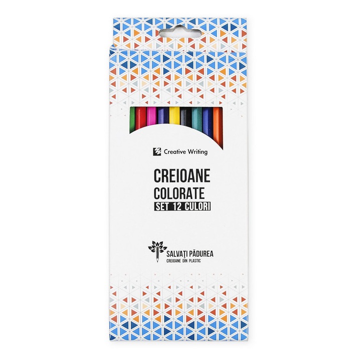 Creioane colorate Arhi Design set 12 buc hexagonale, plastic, mina 2.65 mm