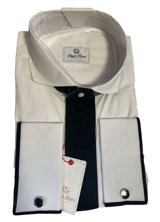 Fehér ing fekete csíkokkal, Angelo Roma, pamut-poliészter, L méret