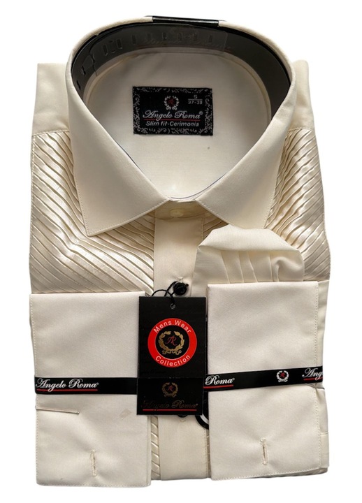 Férfi ing, Angelo Roma, slim fit, pamut, elefántcsont, S méret