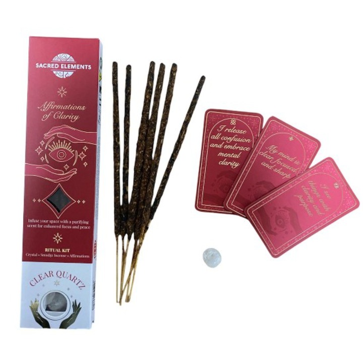 Gobi® Affirmations of Clarity-Sacred Elements rituálkészlet illatos füstölőpálcikák hegyikristállyal