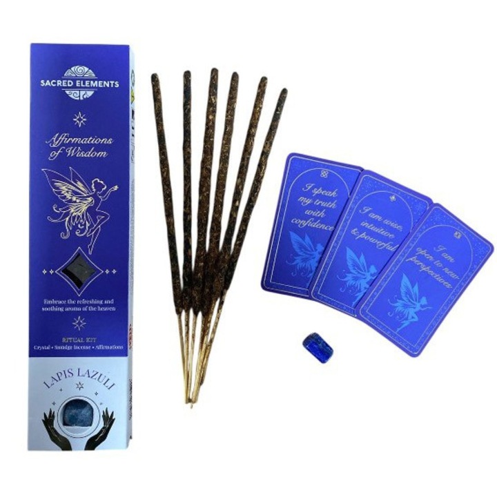 Gobi® Illatos füstölők Bölcsesség megerősítései-Szent Elemek Rituális Készlet LAPIS LAZULI-val