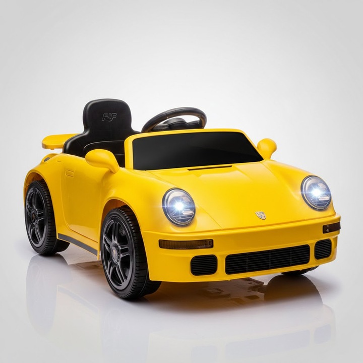 Masinuta Electrica FONIX Ruf CTR, 2 Motoare 12V, Centura de Siguranta, Galben, 103x55x44cm, Varsta 3-6 Ani