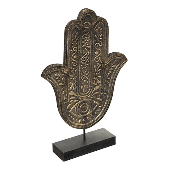 Decorativ Atmosphera Mana lui Fatima, albastru cobalt, auriu, 49.5x26.2x37.2cm