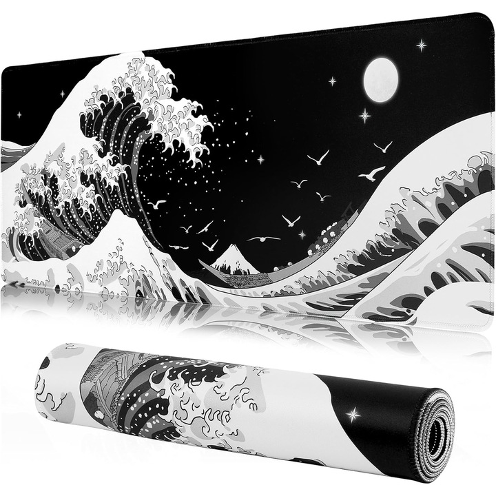 Mouse Pad de Gaming Extra Mare, Covoras de Tastatura Gaming cu Anime, Baza din Cauciuc Antiderapanta, Protector Mare Extins pentru Birou Acasa, 900 x 400 mm, Multicolor