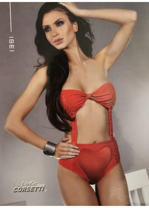 Set lenjerie intimă sexy Livco Corsetti Isei, roșu, sutien și chilot asortat