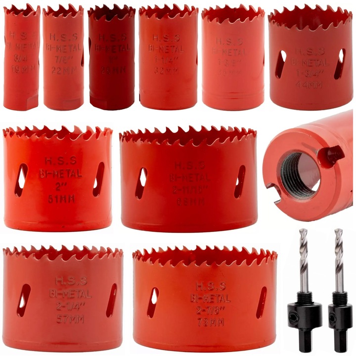 Set carota bimetalica Schmith 19-73mm, 12 buc, 8% cobalt, dimensiuni variate