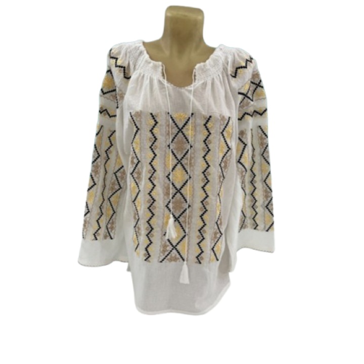 Ie Nationala Din Panza Topita De Bumbac, Pentru Dama, marime Universala. Maneca Lunga, Decolteu Ajustabil