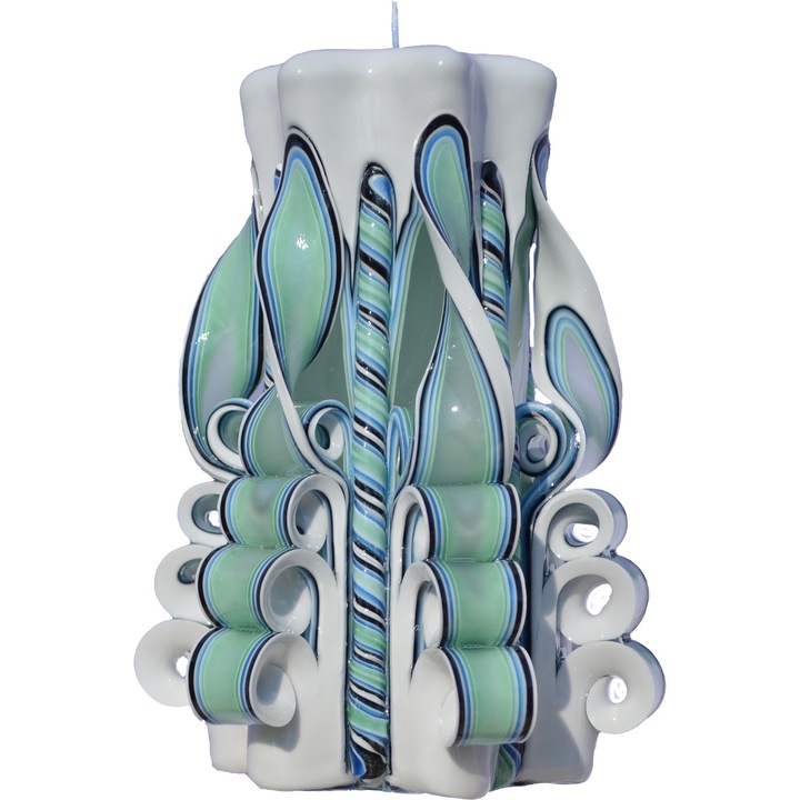 Lumanare sculptata manual premium 15cm Pistachio Clopotel