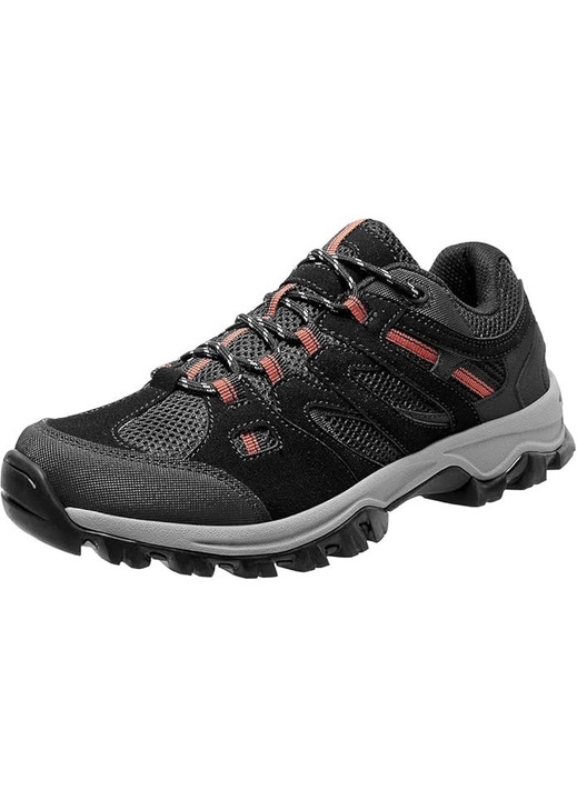 Pantofi de drumetie antiderapanti confortabili trekking - Negru/rosu, Negru