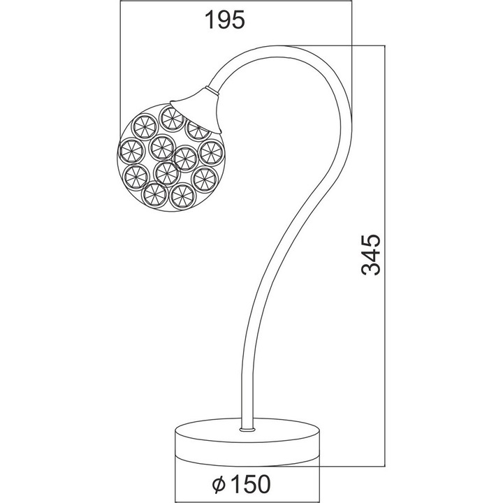Lampa de birou Aca Lighting, metalica si cristalina, transparenta, 28W, 230V AC