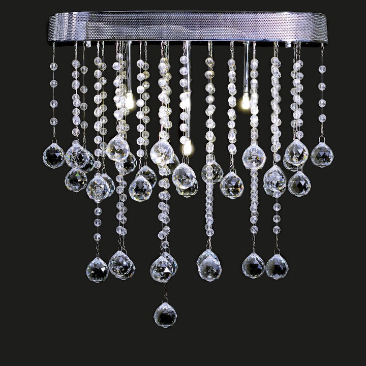 Candelabru Aca Light, 5 lumini, metal, crom, cu cristale, IP20