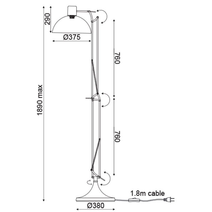 Lampadar Aca Lighting, metalic, alb, 1 bec, IP20, 230V AC