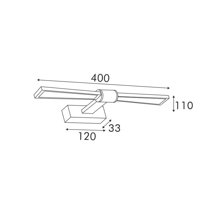 Aplica LED 8W 520lm 3000K Oreichalkino, Aluminio, 410x140x55mm, set