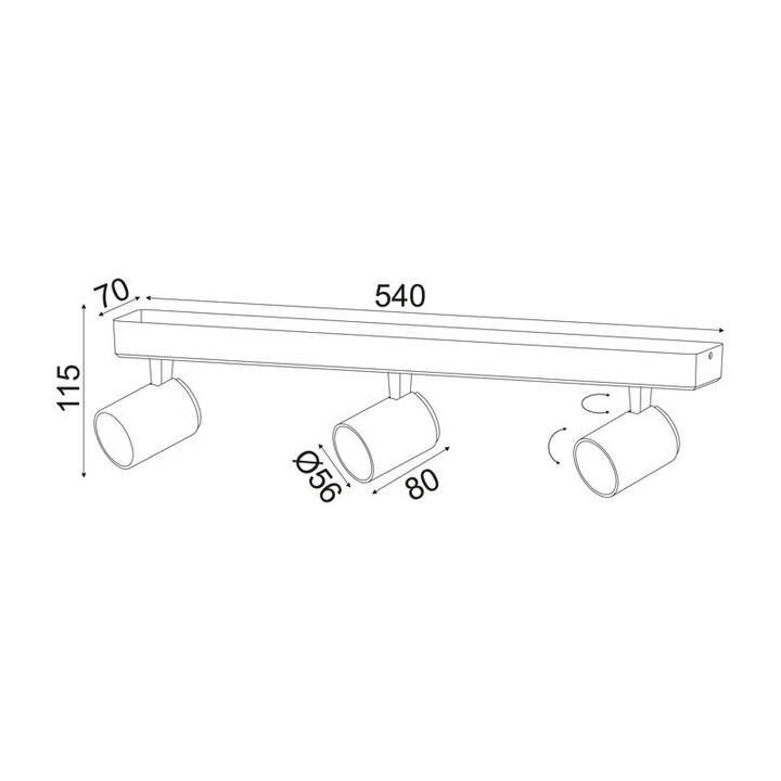 Aplica 3XGU10, Aca Lighting, alb, 54x12cm