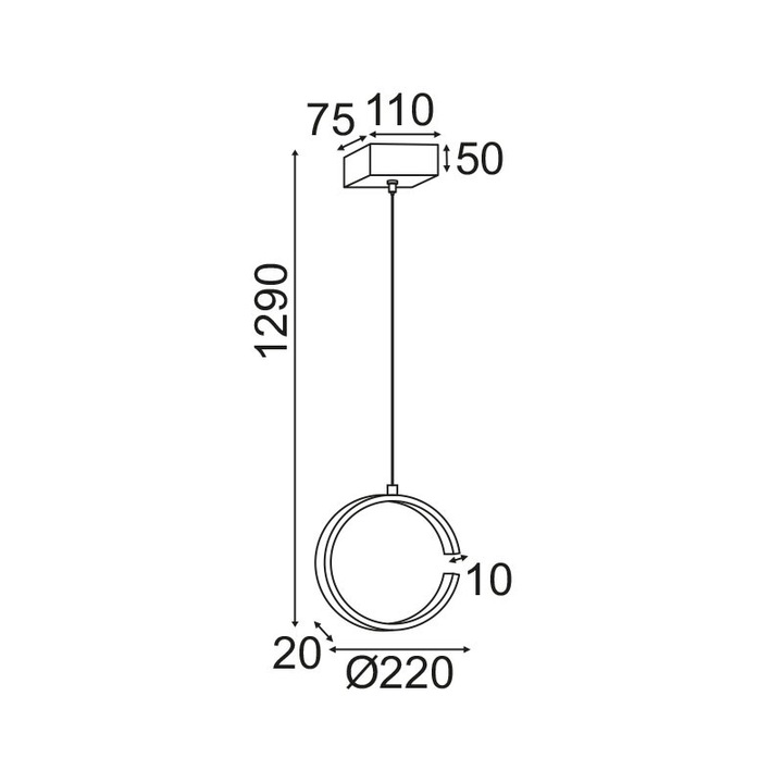 Lustra LED Euclid3, Aca Lighting, 8W, 3000K, alb termic, 230V AC
