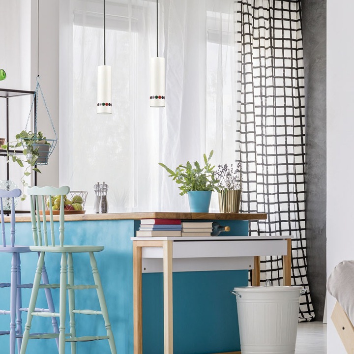 Pendul Aca Light BUTTONS, 1xGU10, alb, aluminiu, IP20