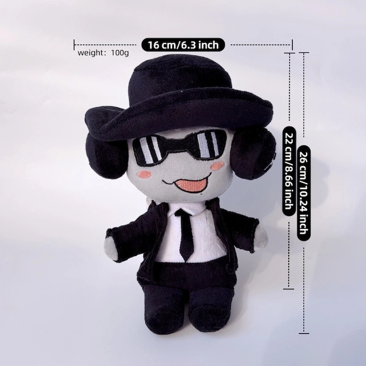 Jucarii de plus, figura cu ochelari de soare, set de papusi moi si dragute