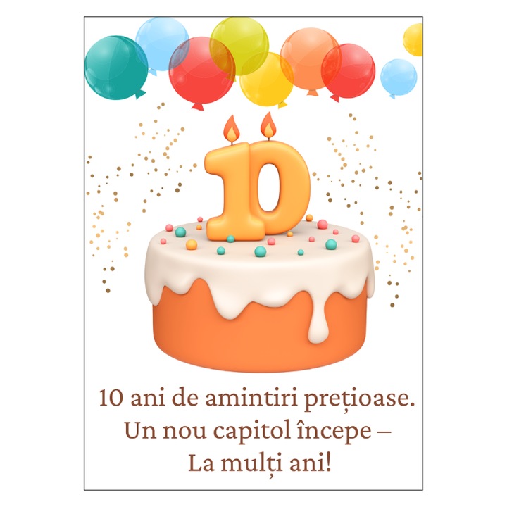 Felicitare aniversare 10 ani 13x18cm cu plic, carton