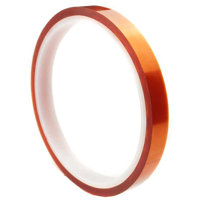 Banda izolatoare Kapton, Elektroweb, 10 mm x 33 m, rezistentă la temperaturi de până la 260 C, neconductivă, chihlimbar