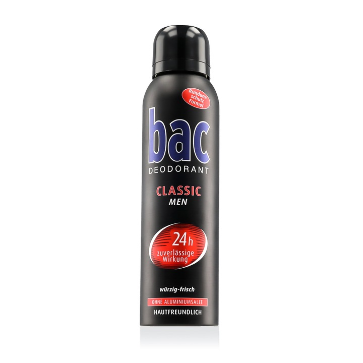 Deodorant spray Bac Classic 150 ml, pentru bărbați, aromă masculină, proaspăt