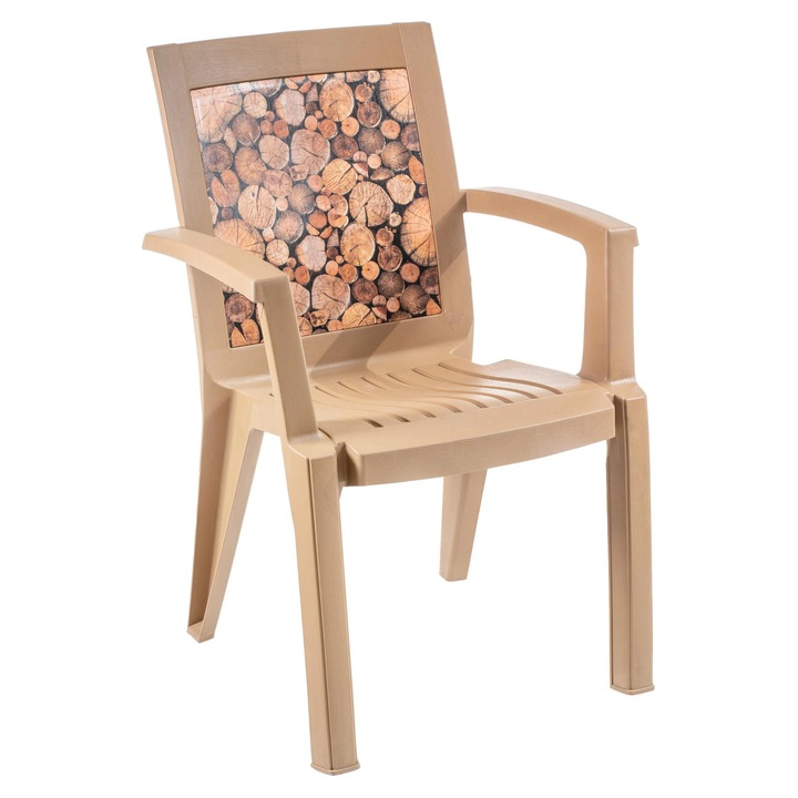 Scaun de gradina / terasa, fix, Decor, plastic, teak