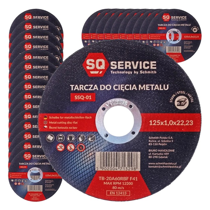 Set discuri de taiere metal SQ 125x1 mm, 25 buc, Schmith