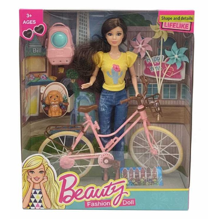 Градски скитник - Модерно бебе с розов велосипед и кученце