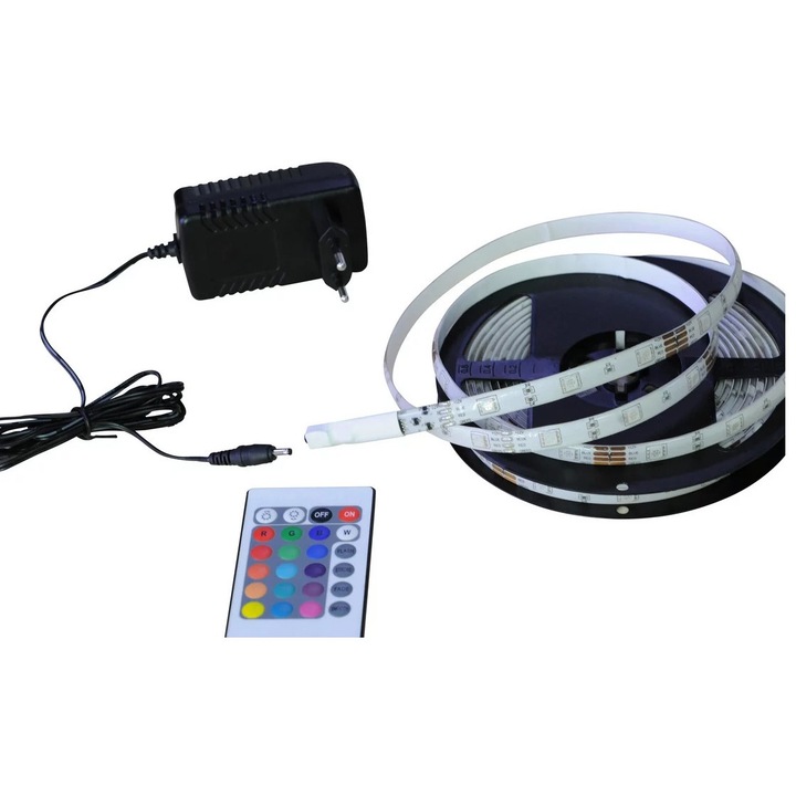 Самозалепваща се многоцветна SMD LED лента 10м със захранващ адаптер