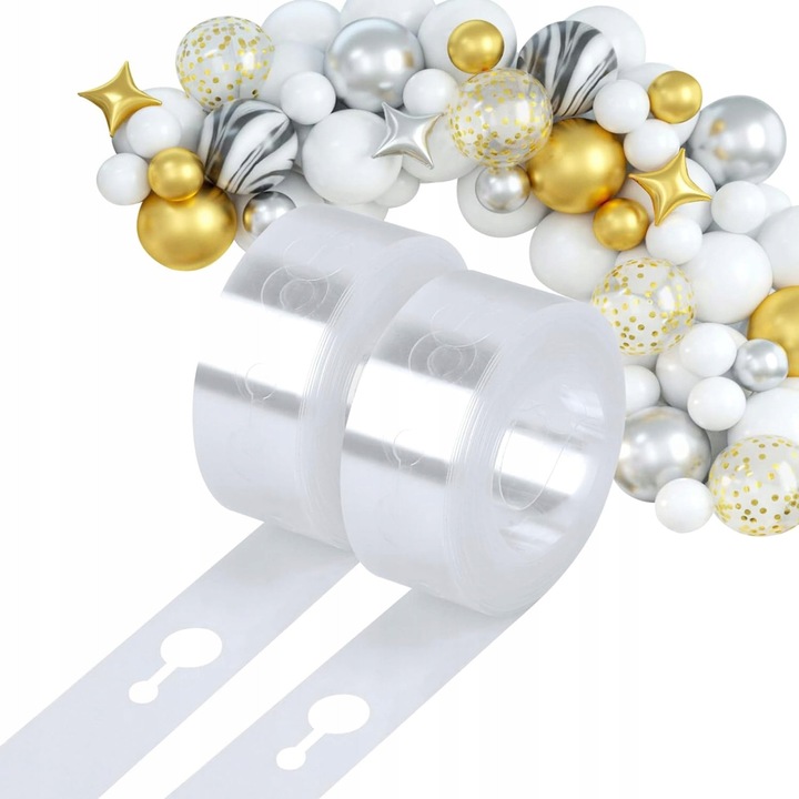 Lufi szalag, SNM, 5m hosszú, átlátszó műanyag, újrahasználható, esküvői évfordulós dekorációs szett