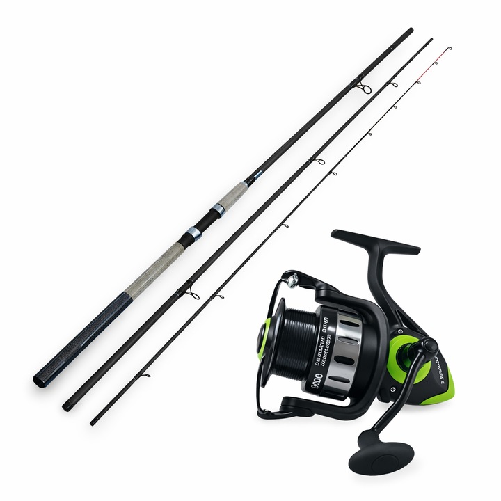 Pachet Feeder Passion 3.90 m 120–180 g + Mulineta EastShark ZY 6000, Carbon 98%, 13 Inele, 8+1 Rulmenti, Heavy