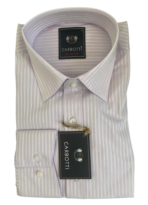 Férfi ing Carbotti, lila fehér csíkkal, pamut, S-es méret