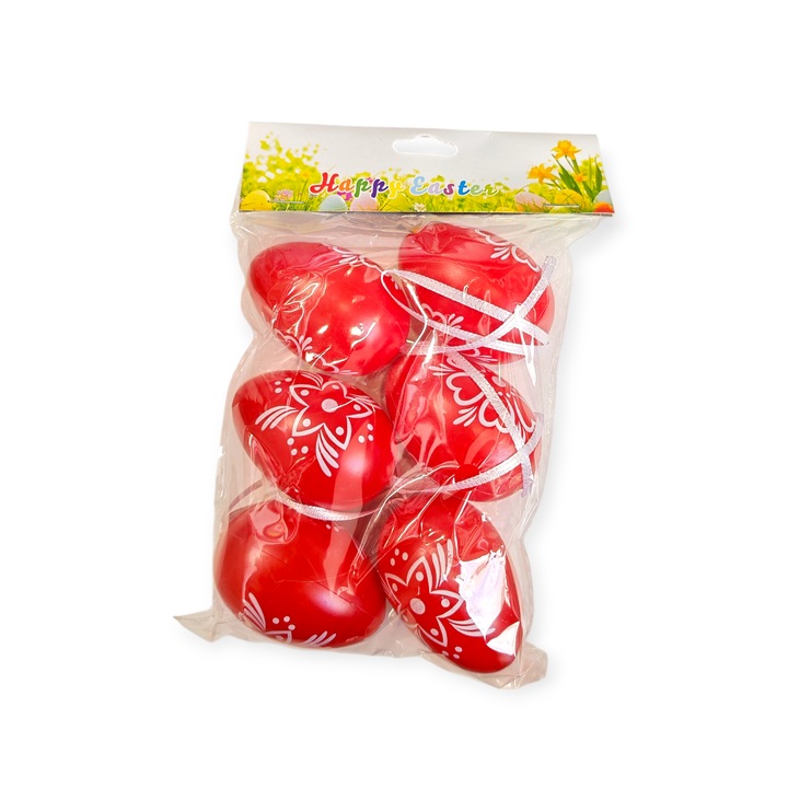 Decorațiune ouă de Paști suspendabile-Roșu-6buc/pachet