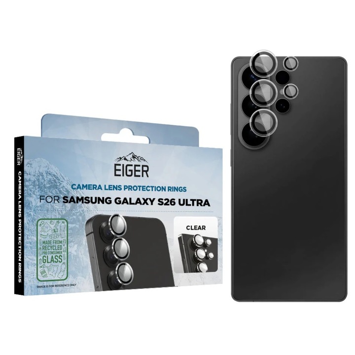 Folie Sticla Eiger Camera 3D Mountain Glass transparentă pentru Samsung Galaxy S26 Ultra, instalare ușoară, 1 set
