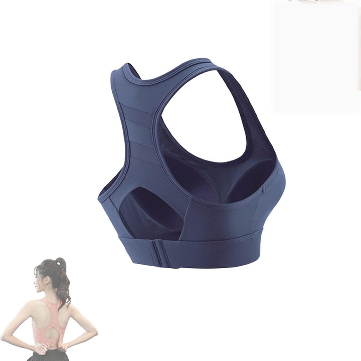 TUNANAN Bustiera Sport Anti-Soc, Sutien Alergare Fara Cusaturi Dama, Albastru
