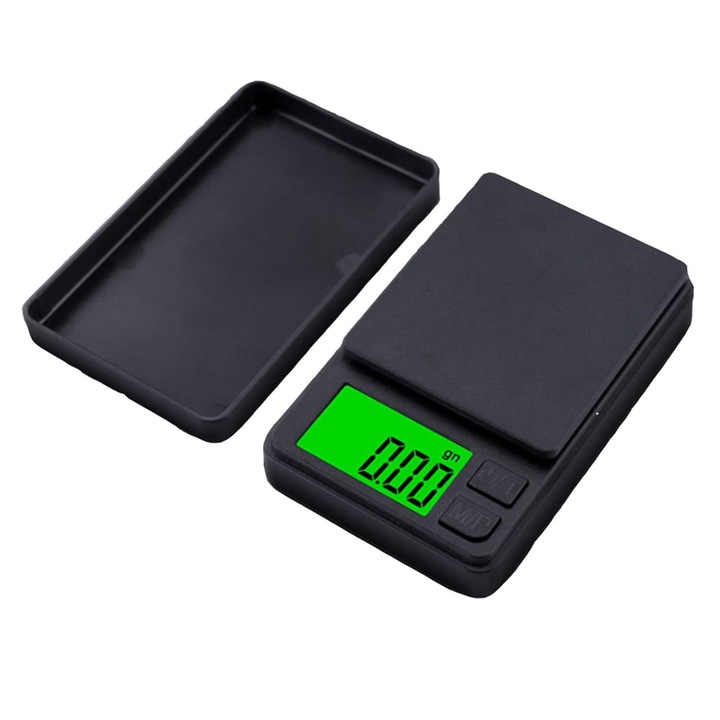 Cantar digital mini, negru, 8.7x5.6x1.9cm, precizie 0.01g, capacitate 1000g