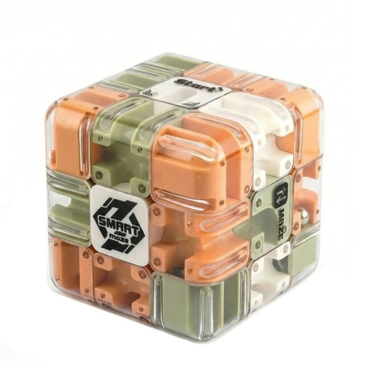 Logikai játék, kézi kocka, fejleszti a problémamegoldó készségeket, javítja a kéz-szem koordinációt, tartós, átlátszó műanyagból, kis méret, ideális utazáshoz - THINKCUBE narancssárga JOJOY®