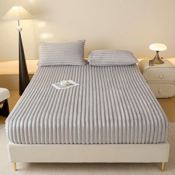 Спален комплект Cocolino с ластик 180x200 см и 2 калъфки за възглавници 50x70 см, за двойно легло, модел на райета, MHR-1719