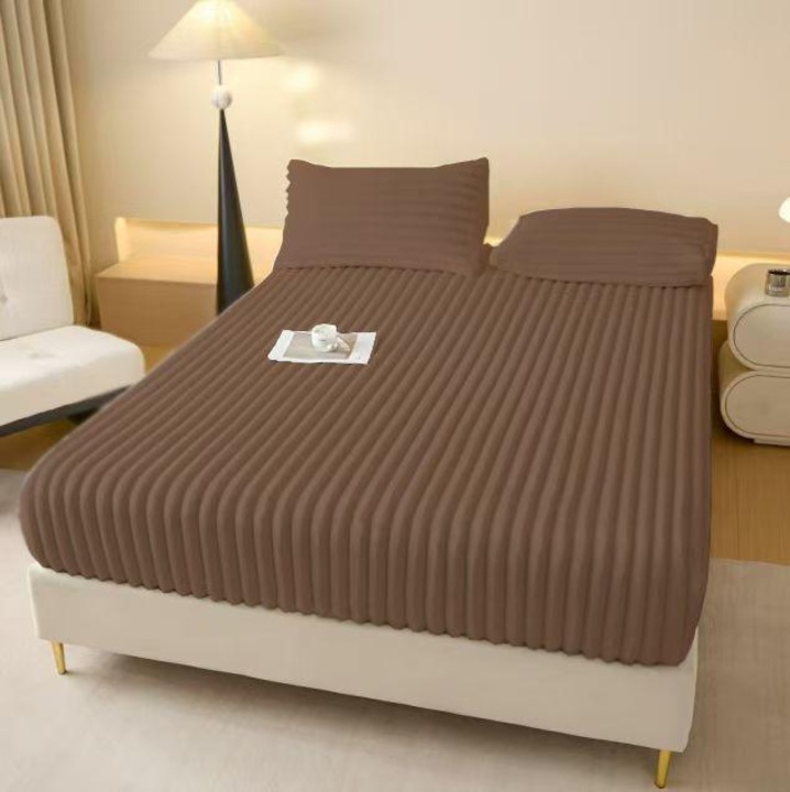 Спален комплект Коколино с ластик 180x200 см и 2 калъфки за възглавници 50x70 см, за двойно легло, Модел на райета, MHR-1736