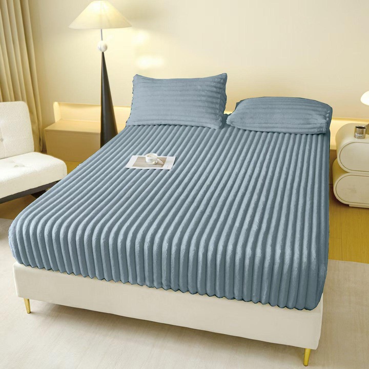 Калъф за легло Cocolino с ластик 180x200 см и 2 калъфки за възглавници 50x70 см, двойно легло, модел на райета, MHR-1738