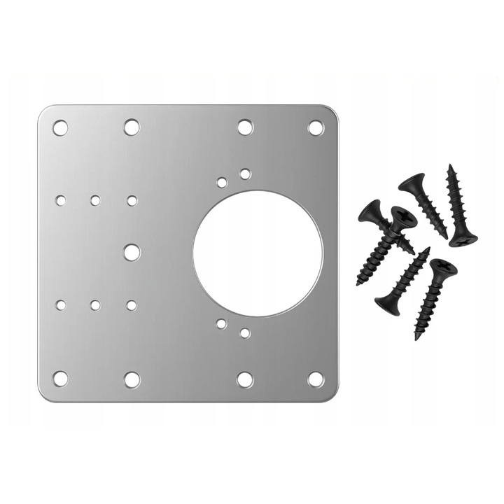 Placa pentru reparatii balamale, otel inoxidabil, 6 suruburi, 9 x 9 cm, universala, argintiu, Dactylion®
