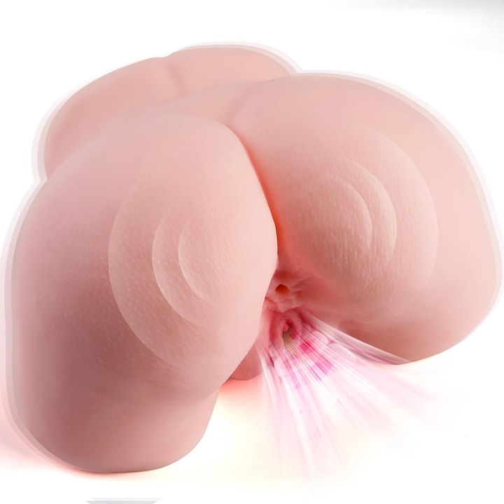 Játék férfiaknak – Realisztikus 3D baba, 2,2 kg / 4,85 lb, Pocket Pussy típusú maszturbátor több vibrációs móddal, Torzó fenékkel és dupla csatornákkal