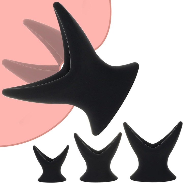 Set 3 Dopuri Anale Goale Negre, Plug Anal din Silicon cu Dimensiuni Diferite, Anal Trainer pentru Extindere Anala, Jucarii Sexuale Adulti pentru Barbati si Femei
