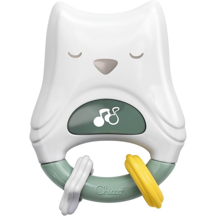 Jucărie muzicală, Chicco, Bufniță 2-in-1, lumini și melodii, alb, 0-3 luni