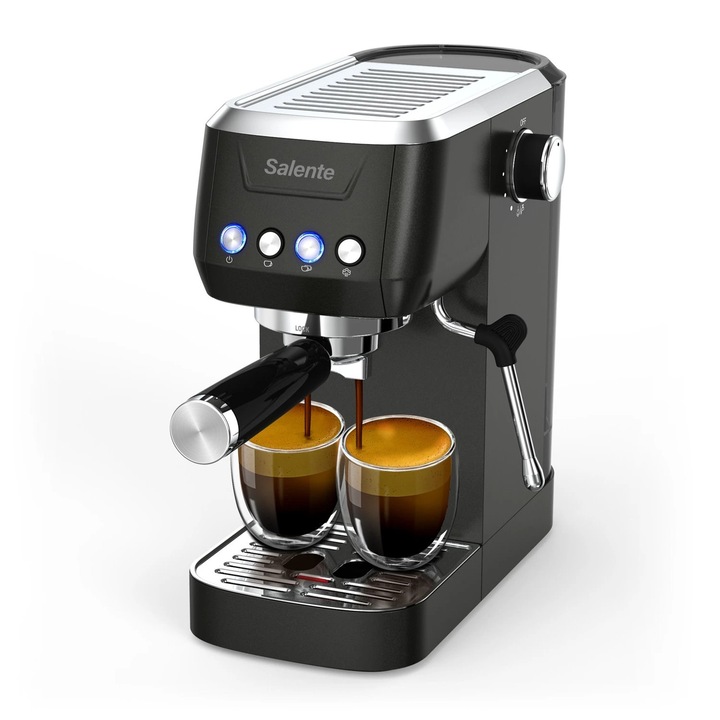 Espressor Salente Coffio, inox, 20 bari, rezervor 1.3l, negru-antracit