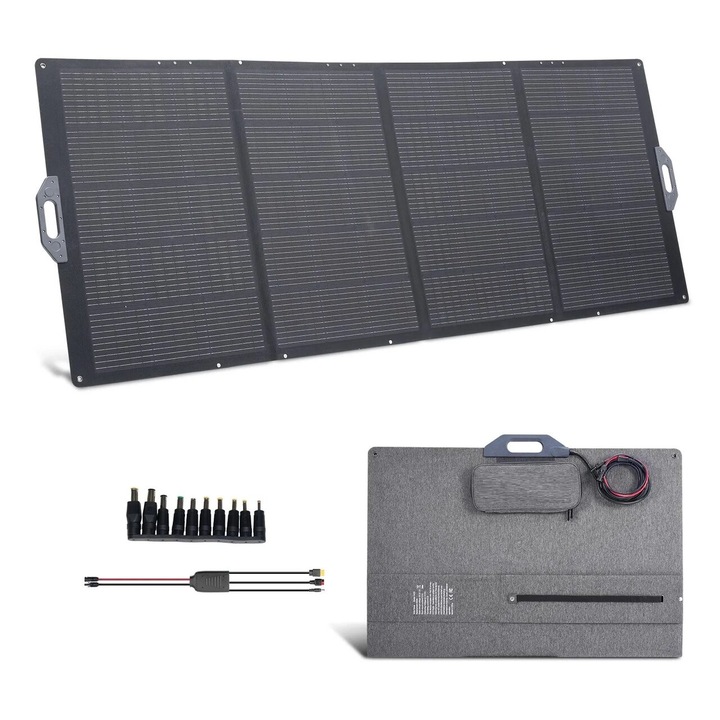 400 W monokristályos összecsukható napelem, IP67, méretek 2640x988x55 mm, kempingezés