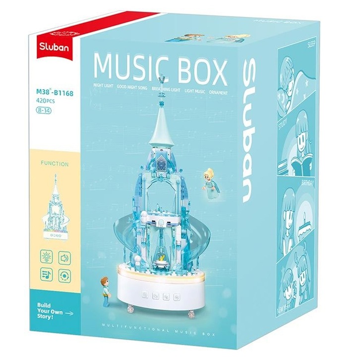 Set de constructie Music Box, 420 piese, Castelul de gheata - Sluban