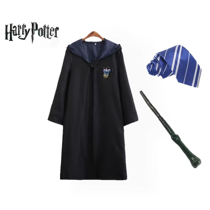 Costum pentru copii, Model Harry Potter Ravenclaw, 3 piese, 145 cm
